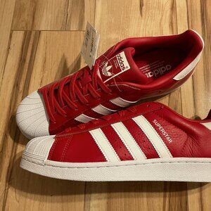 Adidas Superstar Originals Leather Red White Shell Toe Sneakers Shoes 9.5US